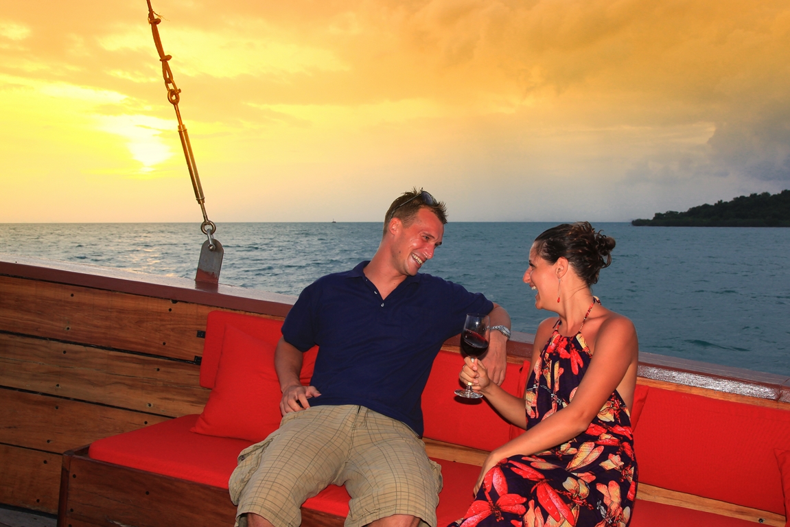 Refreshments and fresh fruit on Vickey Catamaran Koh Samui