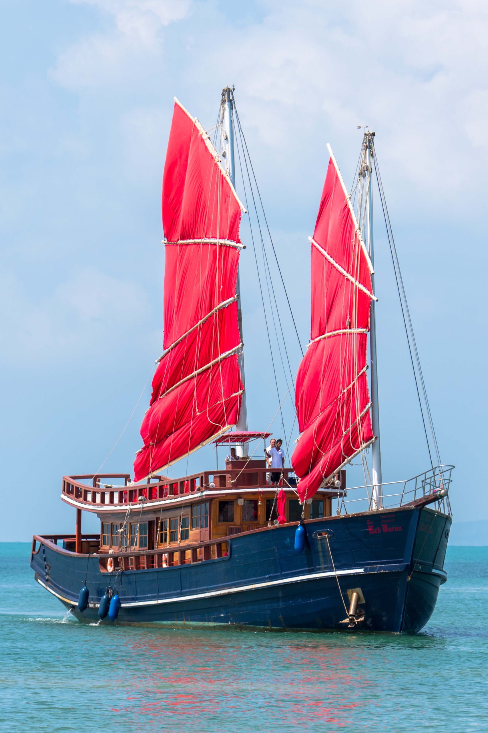 Guests fishing on Vickey Catamaran – Koh Samui Private Charter