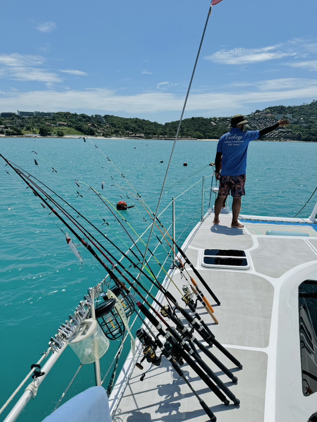 Fishing rods on Vickey Catamaran – Koh Samui private charter